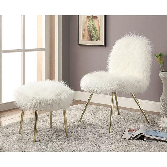 Caoimhe White/Gold Accent Chair Half Price Furniture