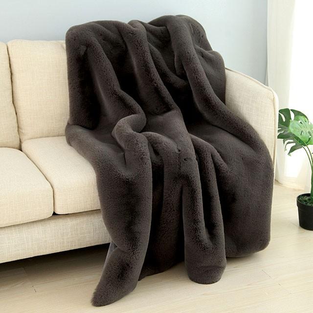 Caparica Charcoal Throw, Silver Half Price Furniture