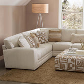 CARLETON Sectional, Ivory/Tan Half Price Furniture