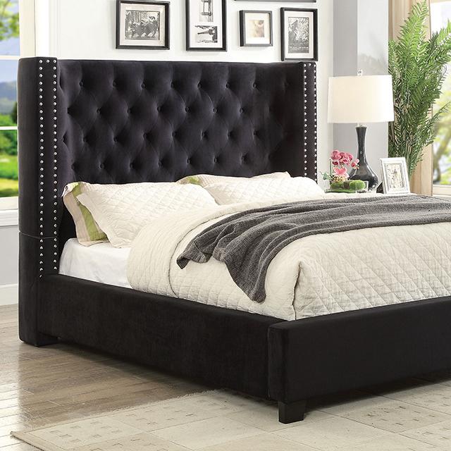 CARLEY Cal.King Bed, Black Half Price Furniture