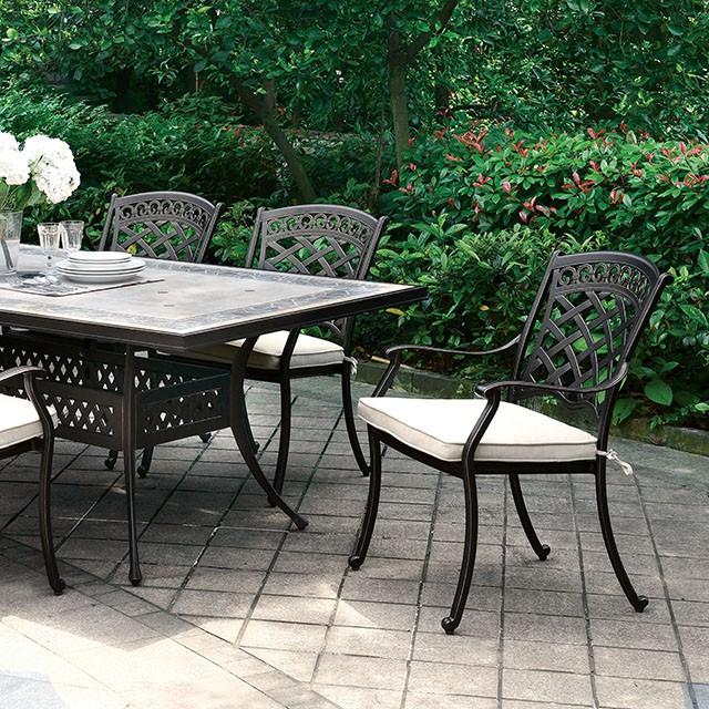 Charissa Antique Black Patio Dining Table Half Price Furniture