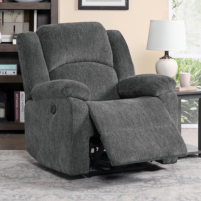 CHARON Power Recliner, Gray Half Price Furniture