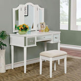 CLARISSE White Vanity w/ Stool Half Price Furniture