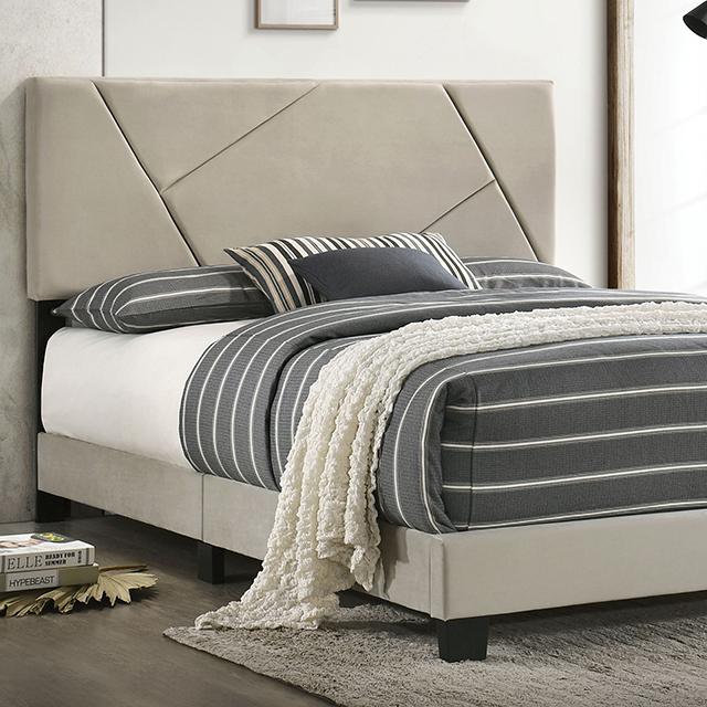 CLEOME Full Bed, Light Gray Half Price Furniture