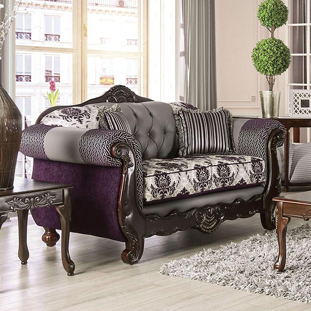 CONCETTO Loveseat, Purple/Gray Half Price Furniture