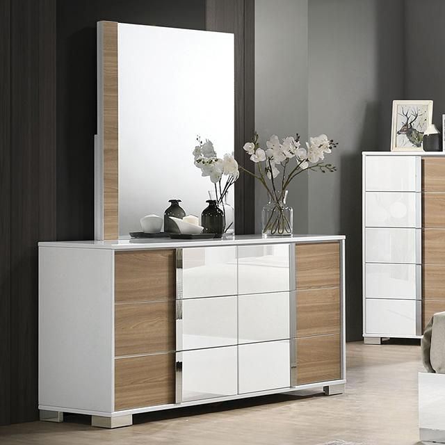 ERLANGEN Dresser, White/Natural Half Price Furniture