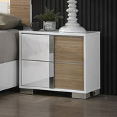 ERLANGEN Night Stand, White/Natural Half Price Furniture