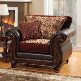 Franklin Burgundy/Espresso Chair, Burgundy Half Price Furniture