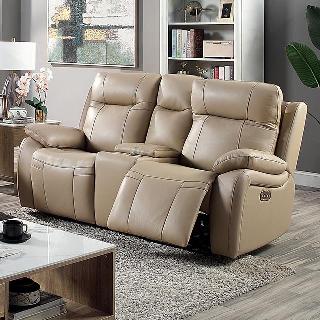 GASPE Power Loveseat, Light Brown Half Price Furniture