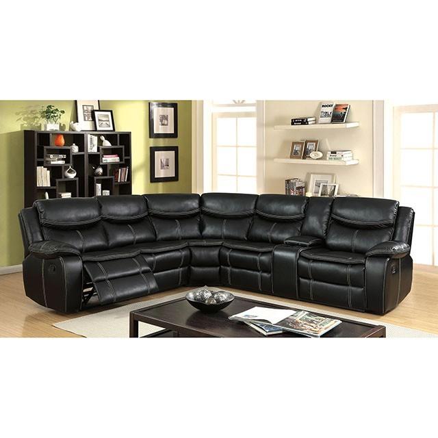 GATRIA II Black Sectional w/ Console Half Price Furniture