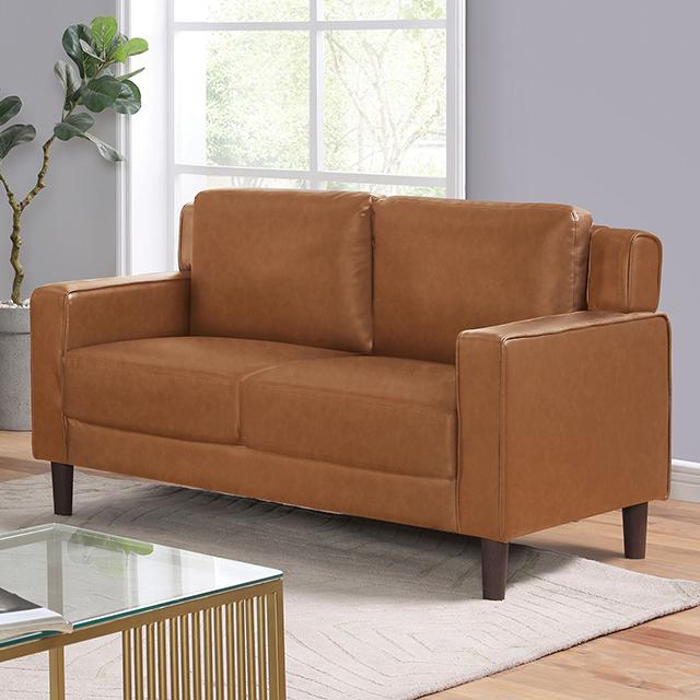 HANOVER Loveseat, Camel Half Price Furniture