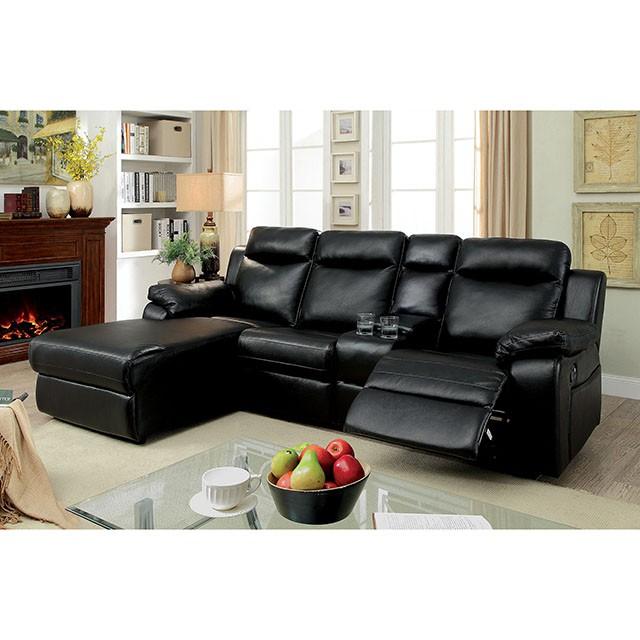 HARDY Black Sectional w/ Console, Black Half Price Furniture