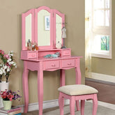 Janelle Pink Vanity w/ Stool Half Price Furniture