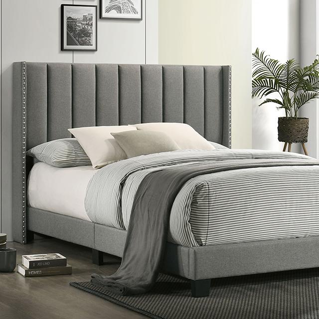 KAILEY Cal.King Bed, Light Gray Half Price Furniture