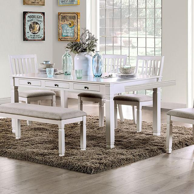 Kaliyah Vintage White Dining Table Half Price Furniture