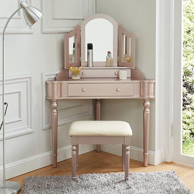 Kasey Rose Pink Vanity w/ Stool Half Price Furniture