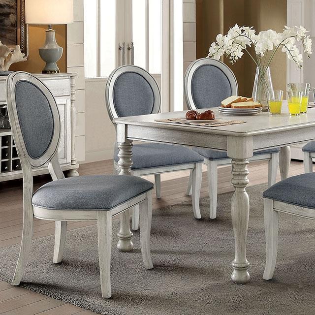 Kathryn Antique White Dining Table, Antique White Half Price Furniture