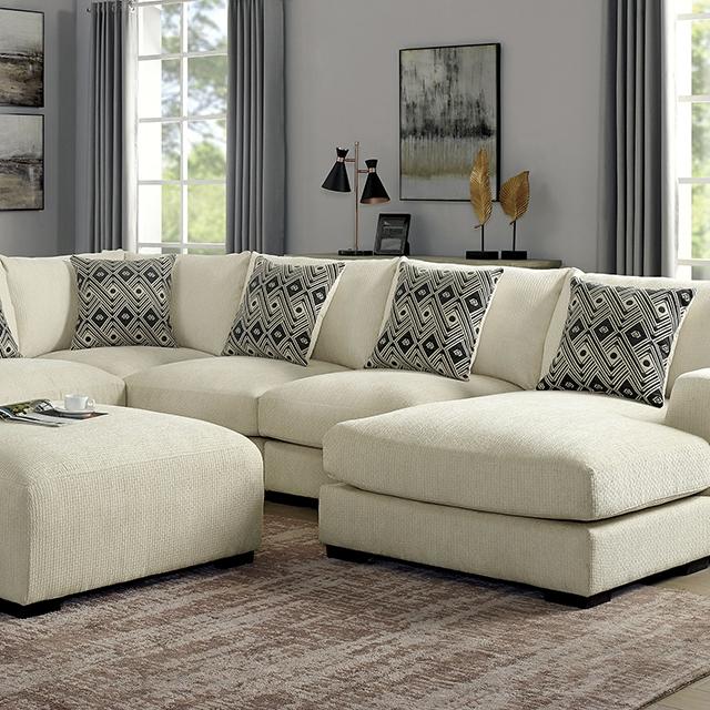 KAYLEE U-Shaped Sectional + Ottoman, Right Chaise Half Price Furniture