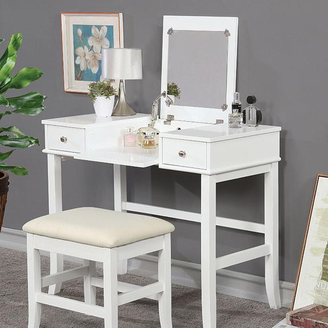 Kelis White Vanity w/ Stool Half Price Furniture