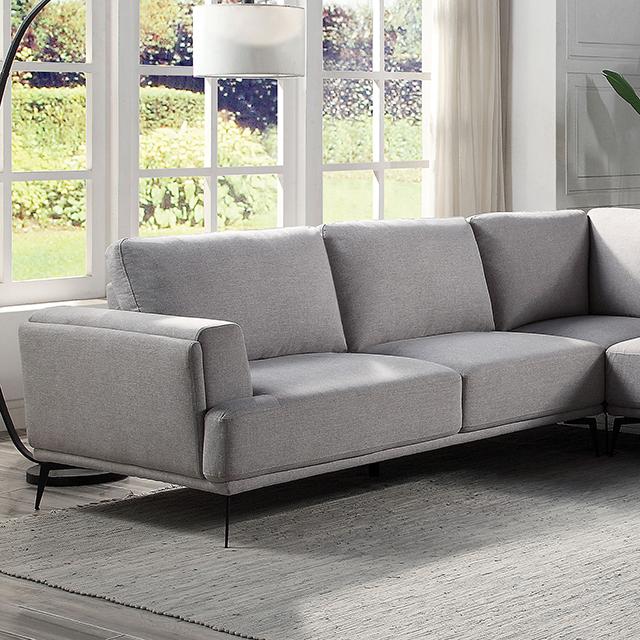 LAUFEN J-shaped Sectional, Gray Half Price Furniture