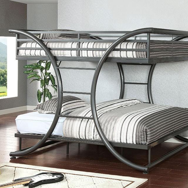 Lexis Gun Metal Full/Full Bunk Bed Half Price Furniture