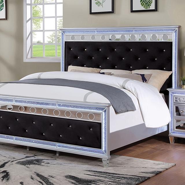 MAIREAD Queen Bed, Silver/Black Half Price Furniture