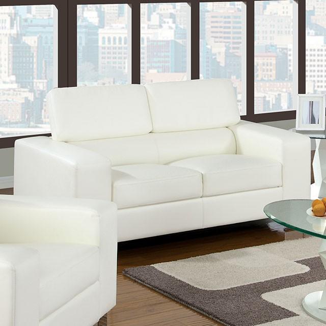 Makri White Love Seat, White Half Price Furniture