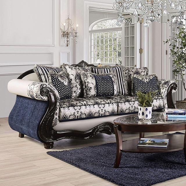 MONTESILVANO Sofa, Blue/Silver Half Price Furniture