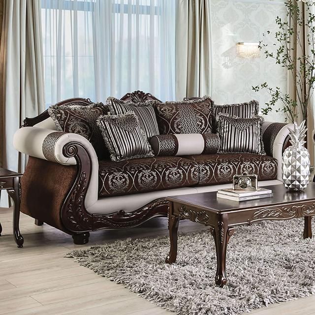 NAVARRE Sofa, Brown/White Half Price Furniture