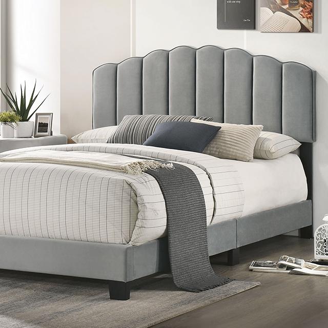 NERINA Cal.King Bed, Light Gray Half Price Furniture