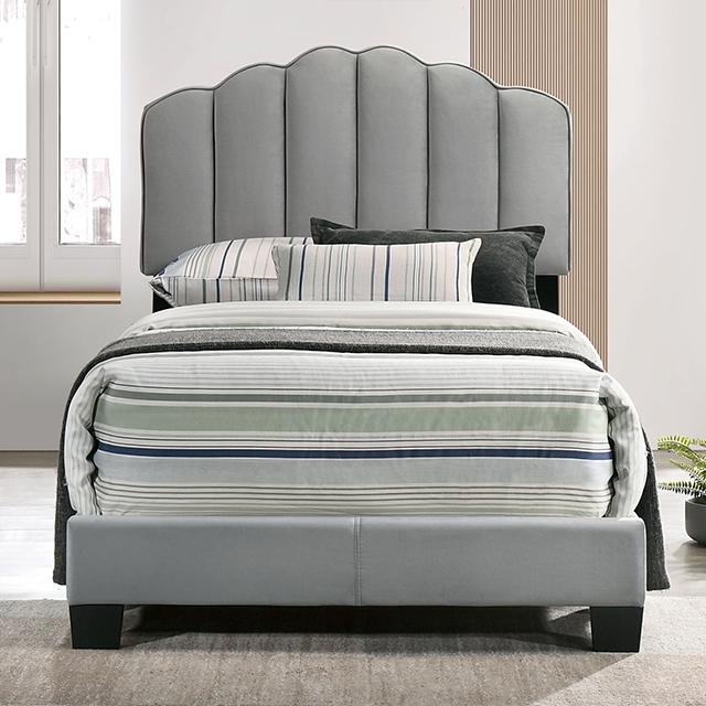 NERINA Twin Bed, Light Gray Half Price Furniture