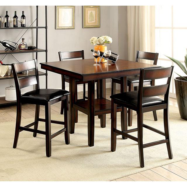 NORAH II Brown Cherry 5 Pc. Counter Ht. Table Set Half Price Furniture