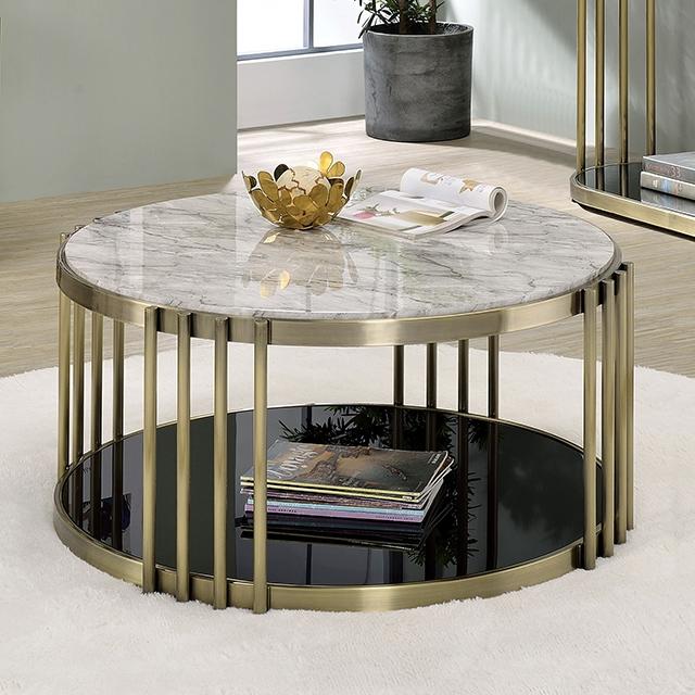 OFELIA Coffee Table, Antique Brass/Black Half Price Furniture