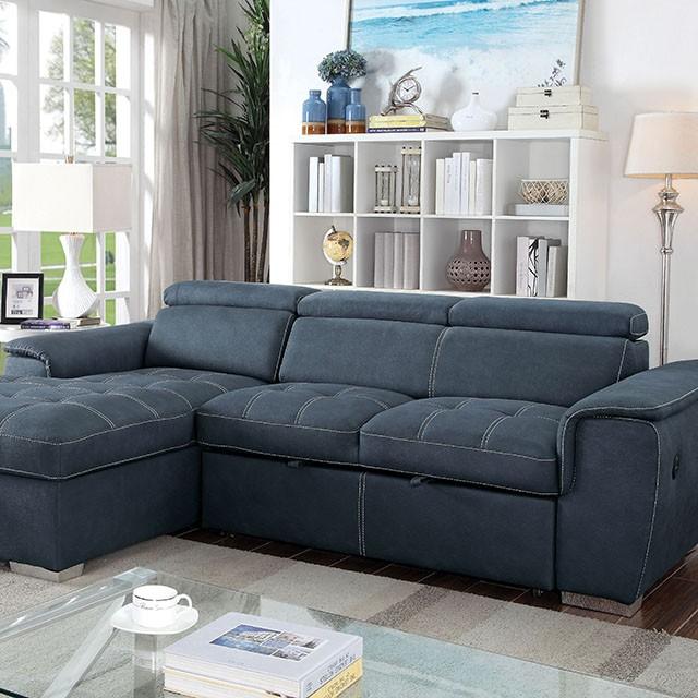 Patty Blue Gray Sectional, blue Half Price Furniture