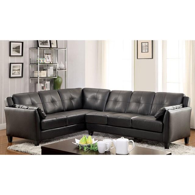 PEEVER Black Sectional, Black (K/D) Half Price Furniture