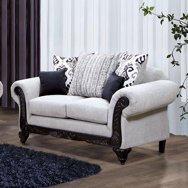 POMEZIA Loveseat, Gray/Black Half Price Furniture