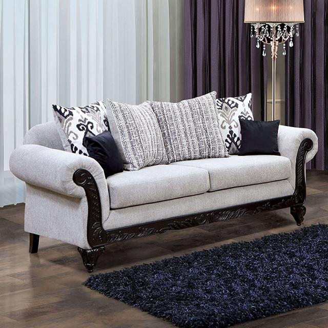 POMEZIA Sofa, Gray/Black Half Price Furniture