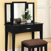 Potterville Black Vanity Table w/ Stool Half Price Furniture