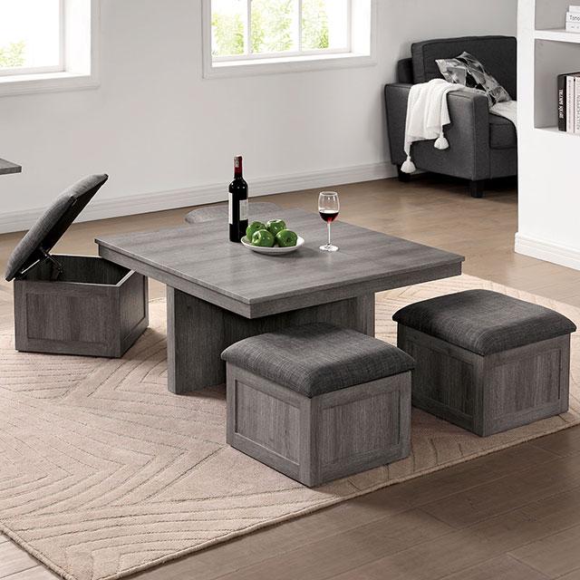 RADNOR Coffee Table w/ 4 Ottomans Half Price Furniture