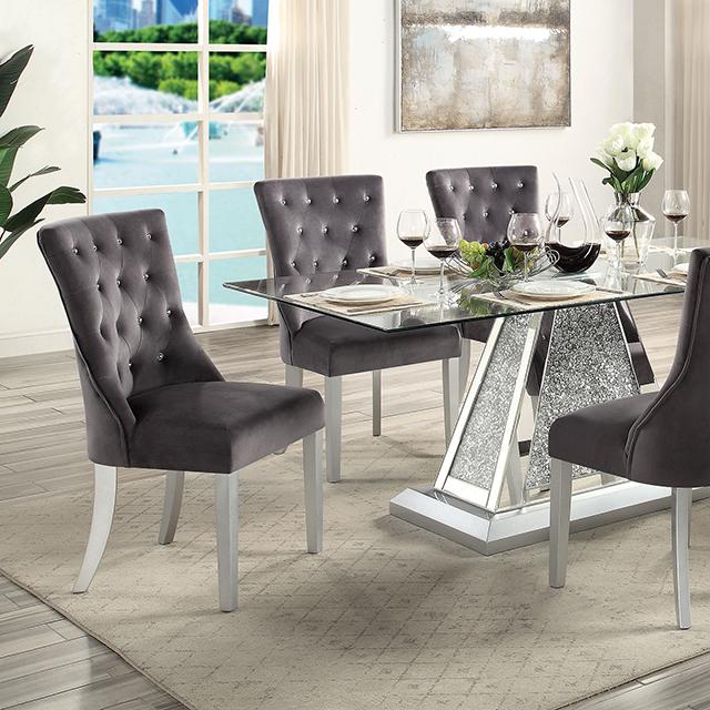 REGENSDORF Dining Table, Metallic Silver Half Price Furniture