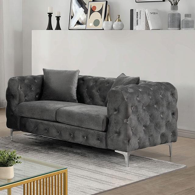 SAPPHIRA Loveseat, Dark Gray Half Price Furniture