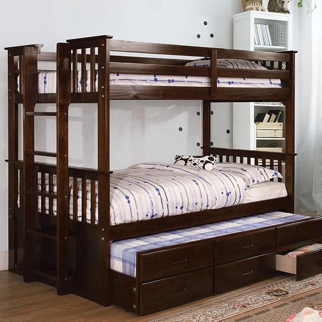 University II Dark Walnut Twin/Twin Bunk Bed + Trundle Half Price Furniture