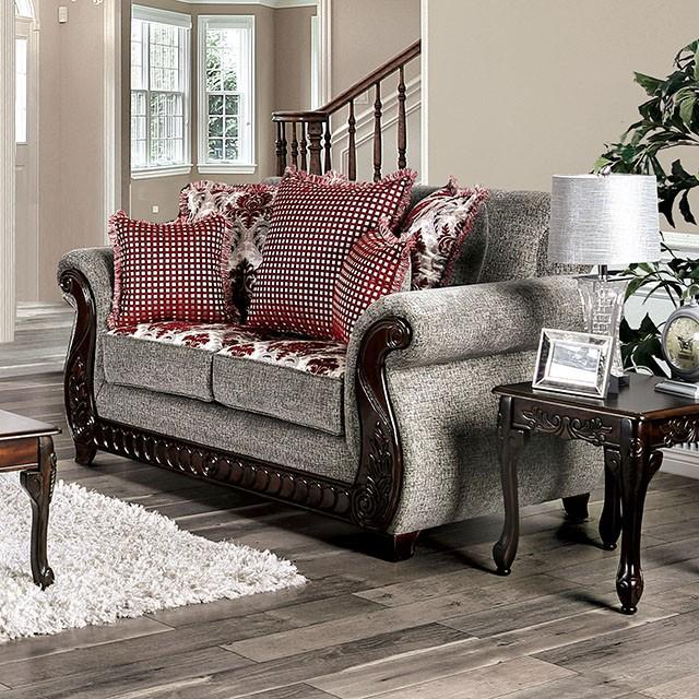 Whitland Light Gray/Red Love Seat Half Price Furniture