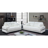 ZIBAK White/Chrome Love Seat, White Half Price Furniture