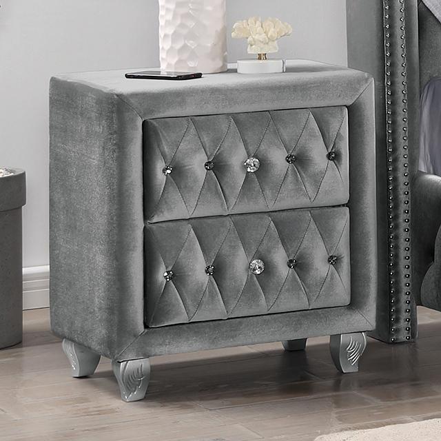 ZOHAR Night Stand, Gray Half Price Furniture