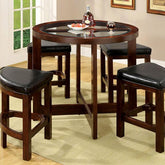 Crystal Cove I Dark Walnut 5 Pc. Round Counter Ht. Table Set (K/D) Half Price Furniture