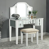 Cyndi White Vanity w/ Stool Half Price Furniture