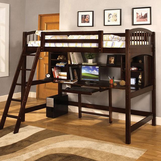 Dakota Ridge Espresso Twin Loft Bed w/ Workstation Half Price Furniture