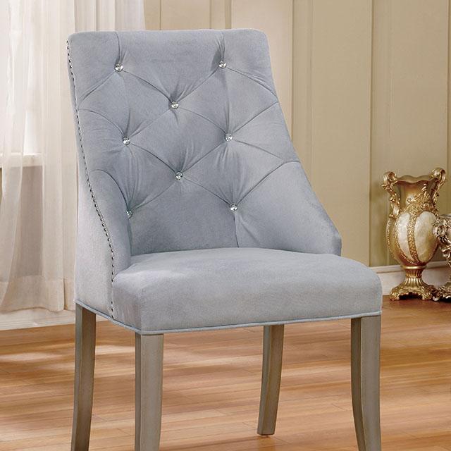 DIOCLES Silver/Light Gray Side Chair (2/CTN) Half Price Furniture