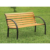 DUMAS Oak/Black Patio Wooden Bench Half Price Furniture